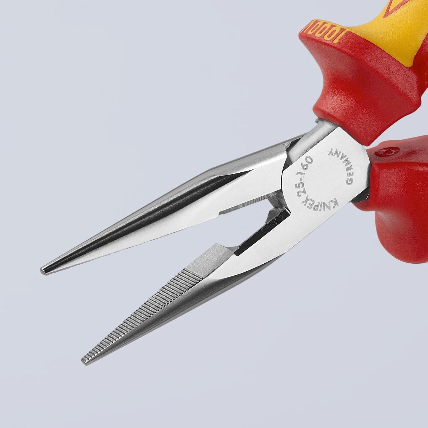 Knipex 25 06 160 Long Nose Pliers with Cutter-1000V Insulated