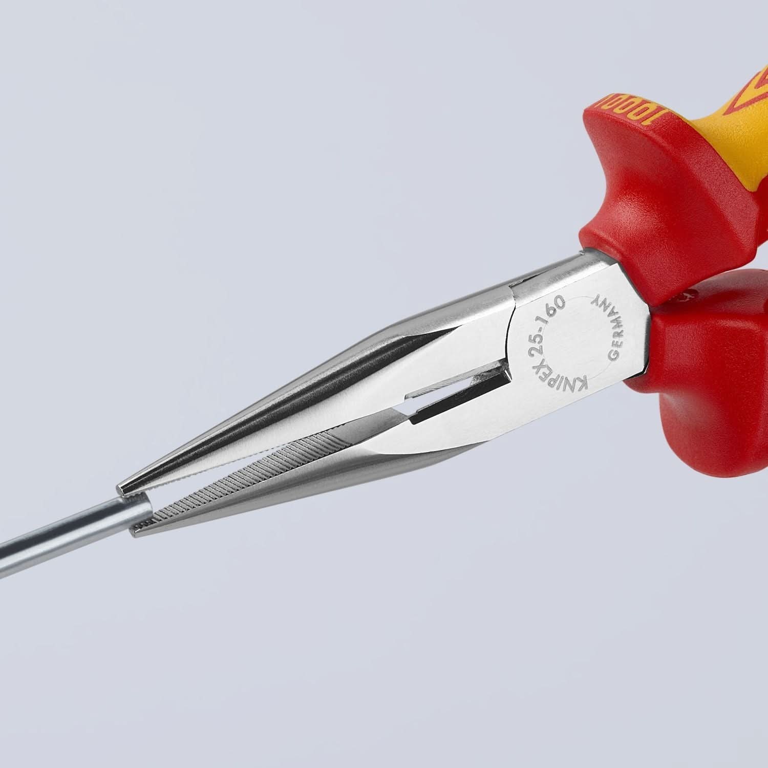 Knipex 25 06 160 Long Nose Pliers with Cutter-1000V Insulated