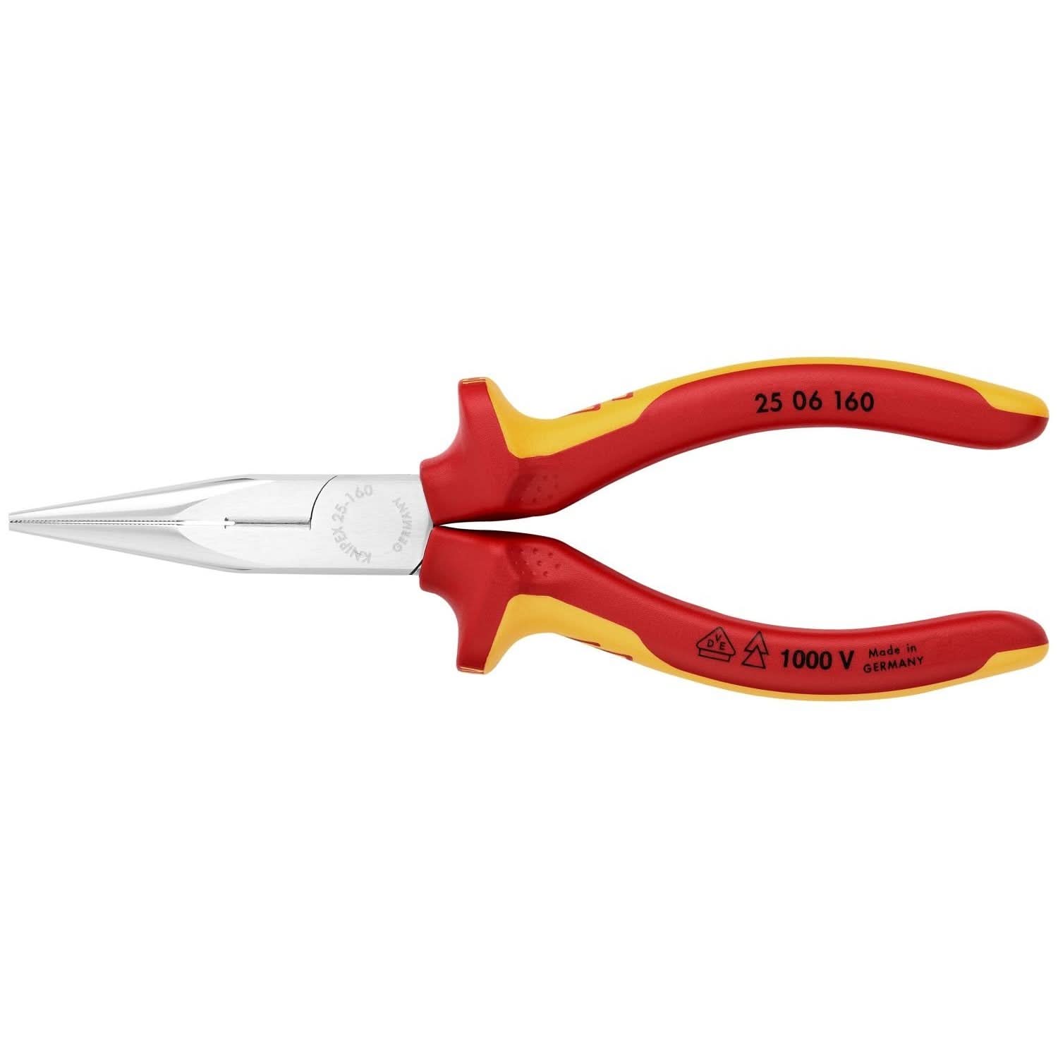 Knipex 25 06 160 Long Nose Pliers with Cutter-1000V Insulated