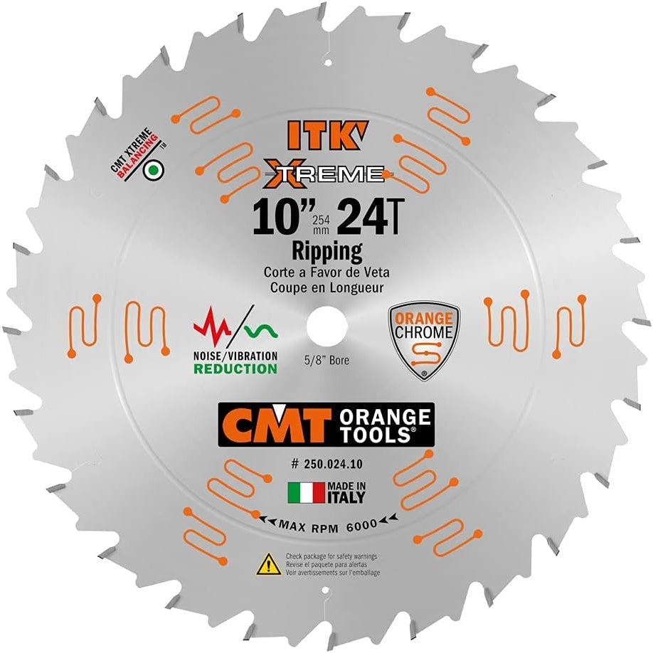 CMT Woodworking Cutting Tools 250.024.10 10 in. 24-Tooth ITK Ripping Saw Blade