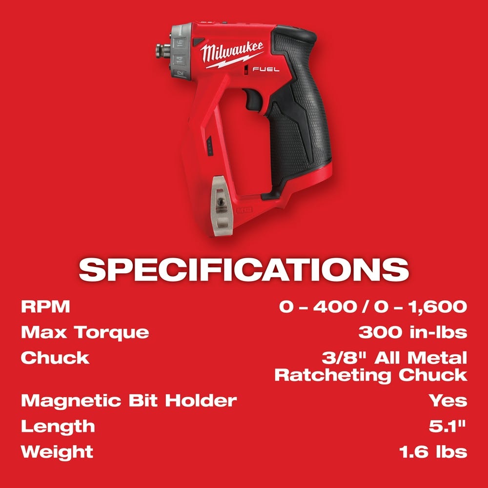 Milwaukee 2505-20 M12 FUEL Brushless Installation 5-in-1 Drill