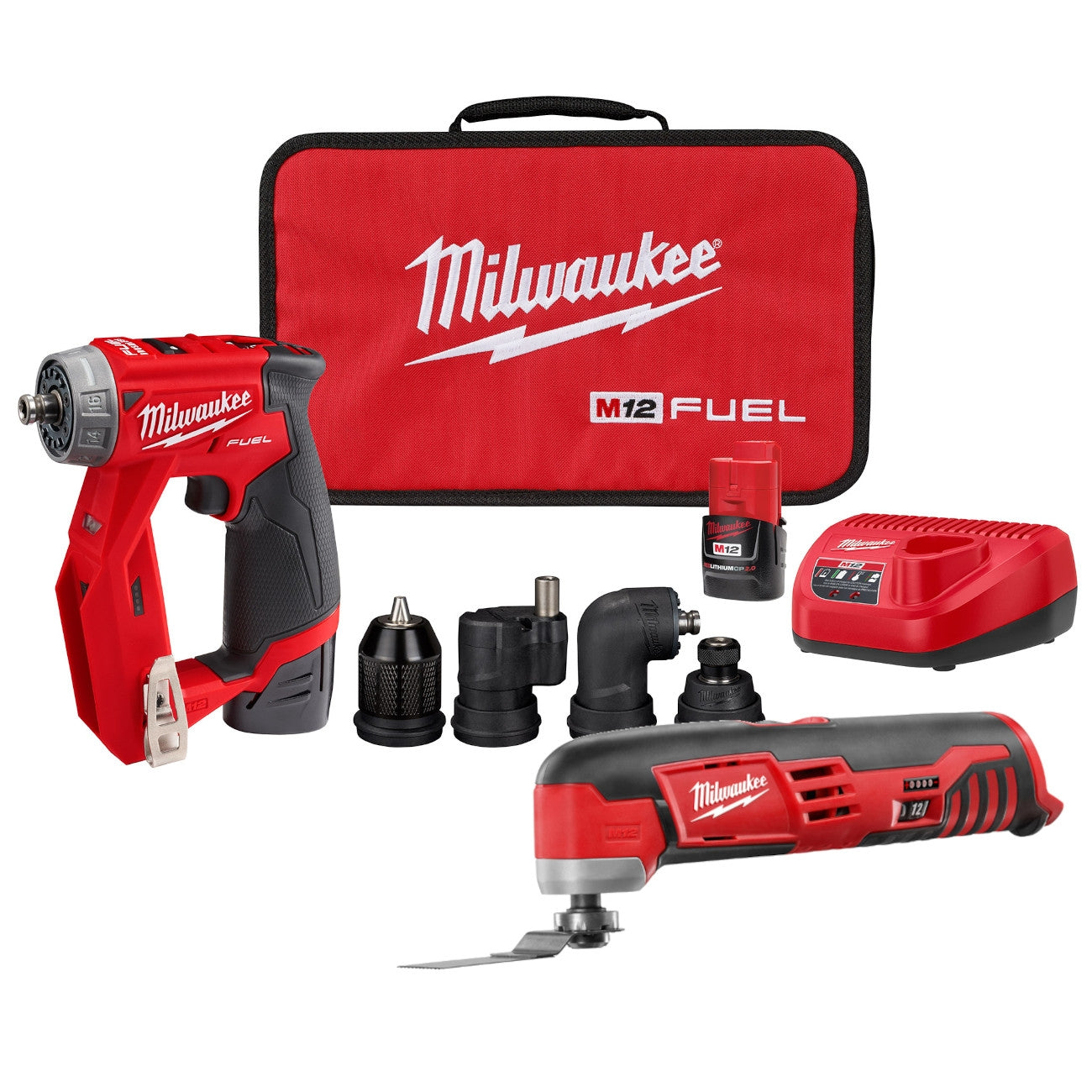 Milwaukee 2505-22 M12 FUEL 12V Brushless Installation 5-in-1 Drill Driver Kit plus M12 Multi-Tool