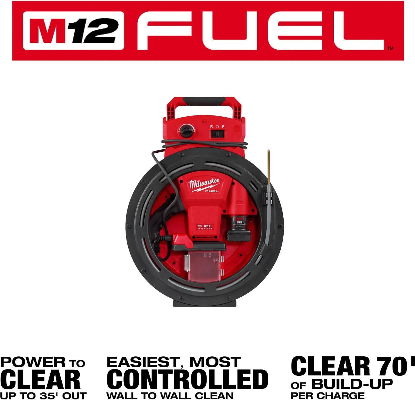 Milwaukee 2519-21 M12 FUEL High Speed Chain Snake for 1-1/4"-2" Pipes