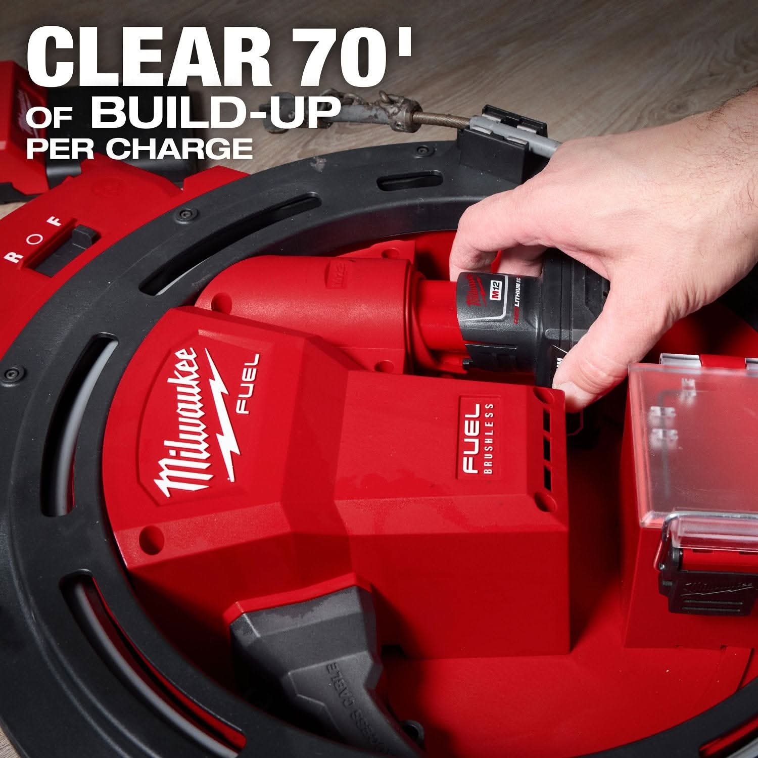 Milwaukee 2519-21 M12 FUEL High Speed Chain Snake for 1-1/4"-2" Pipes
