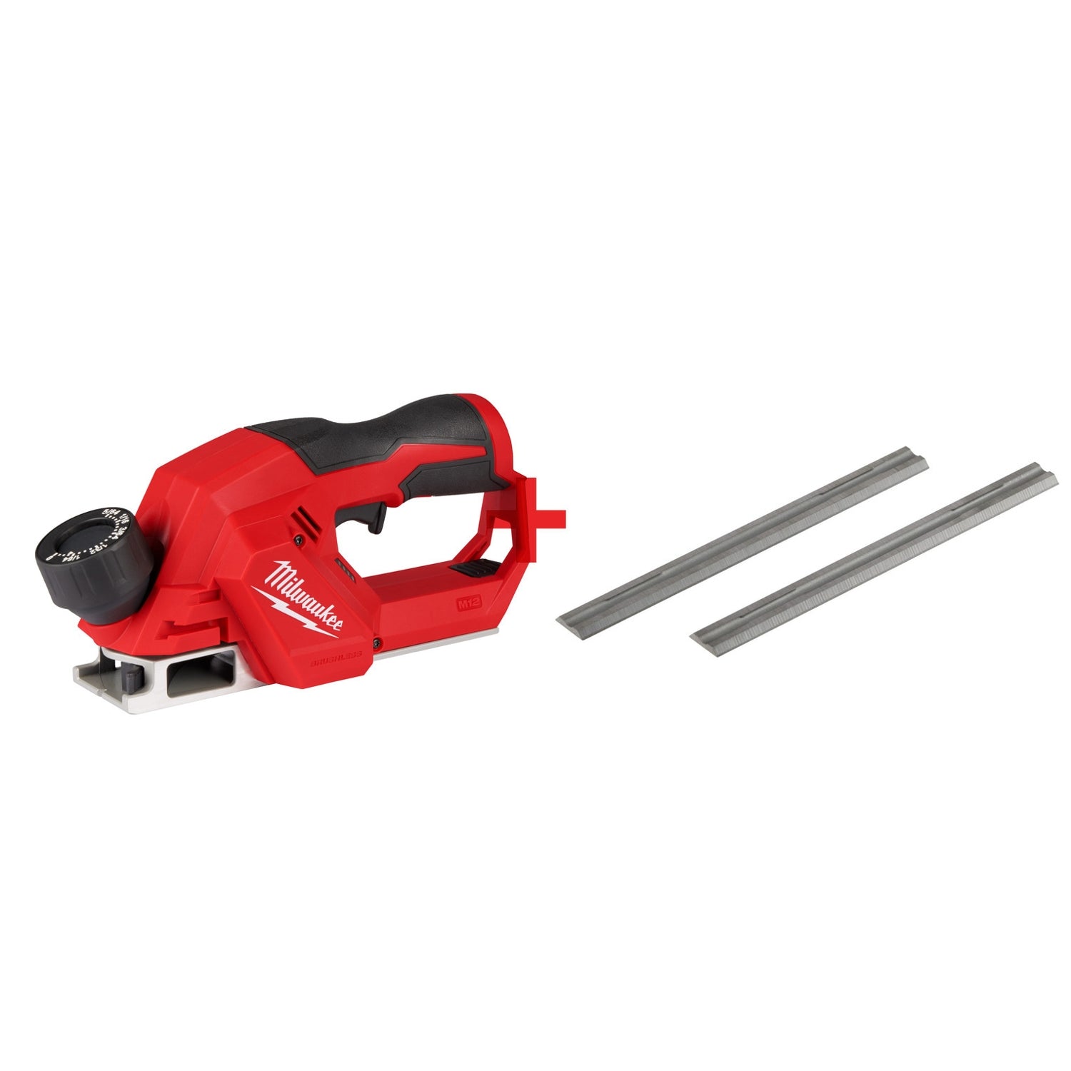 Milwaukee M12 Brushless 2-inch Planer (Bare Tool) with 2" Planer Blades, 2-Pack