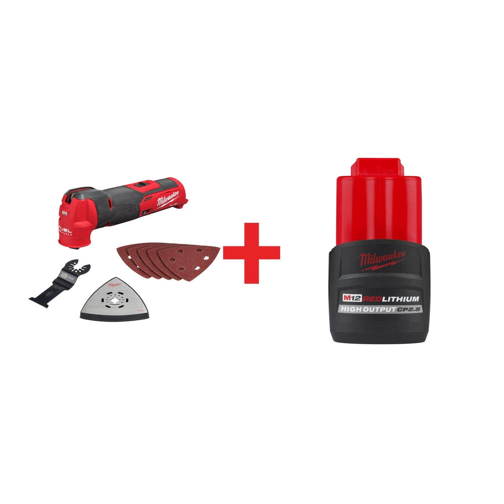 Milwaukee M12 FUEL Brushless Oscillating Multi-Tool with M12 REDLITHIUM HIGH OUTPUT CP 2.5Ah Battery Pack