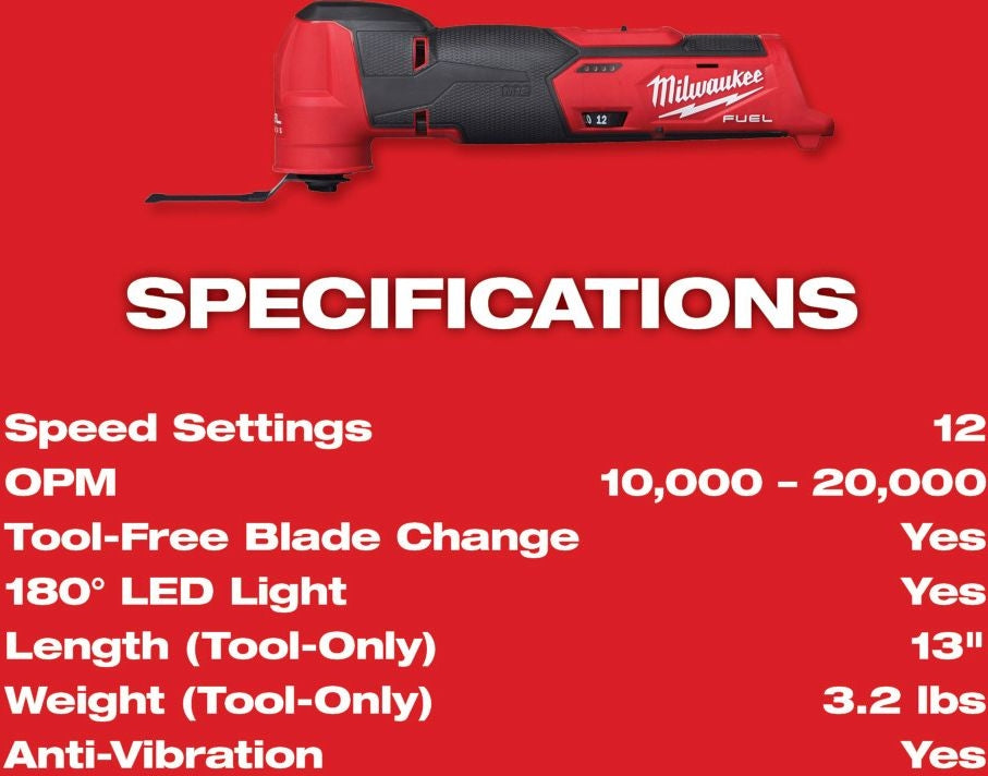Milwaukee 2526-20 M12 FUEL Brushless Oscillating Multi-Tool, Tool Only (PROMO)