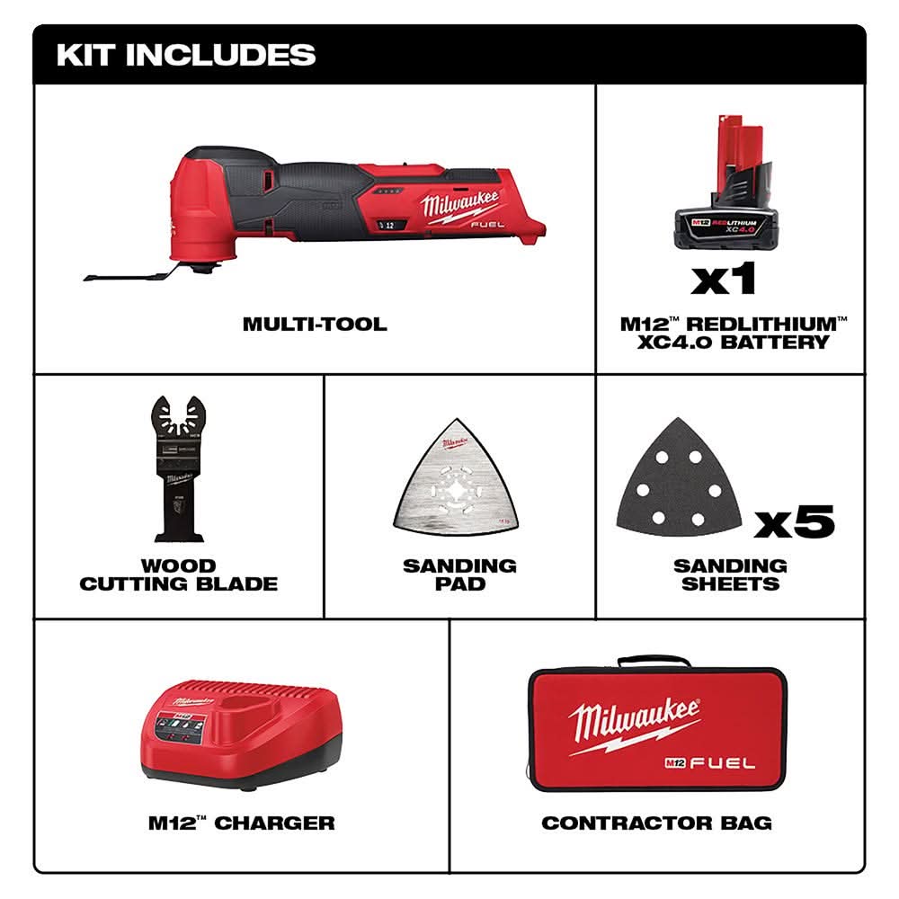 Milwaukee 2526-21XC M12 FUEL Brushless Oscillating Multi-Tool 4.0