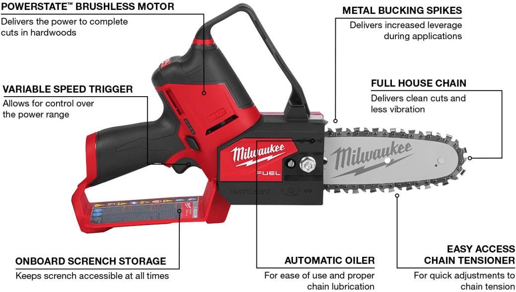 M12 FUEL HATCHET 6" Pruning Saw (Tool-Only) and 6" Saw Chain Kit