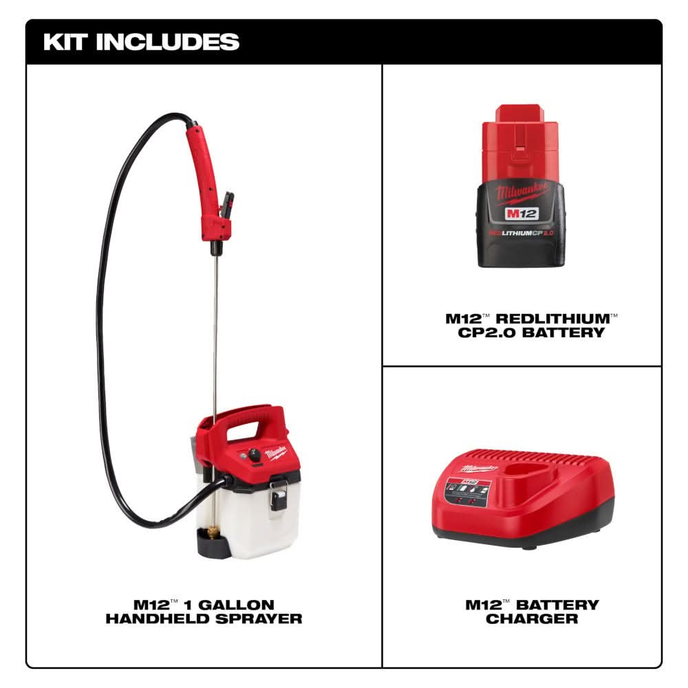 Milwaukee 2528-21G1 M12 1-Gallon Handheld Sprayer 2.0Ah Kit – Tool Nut
