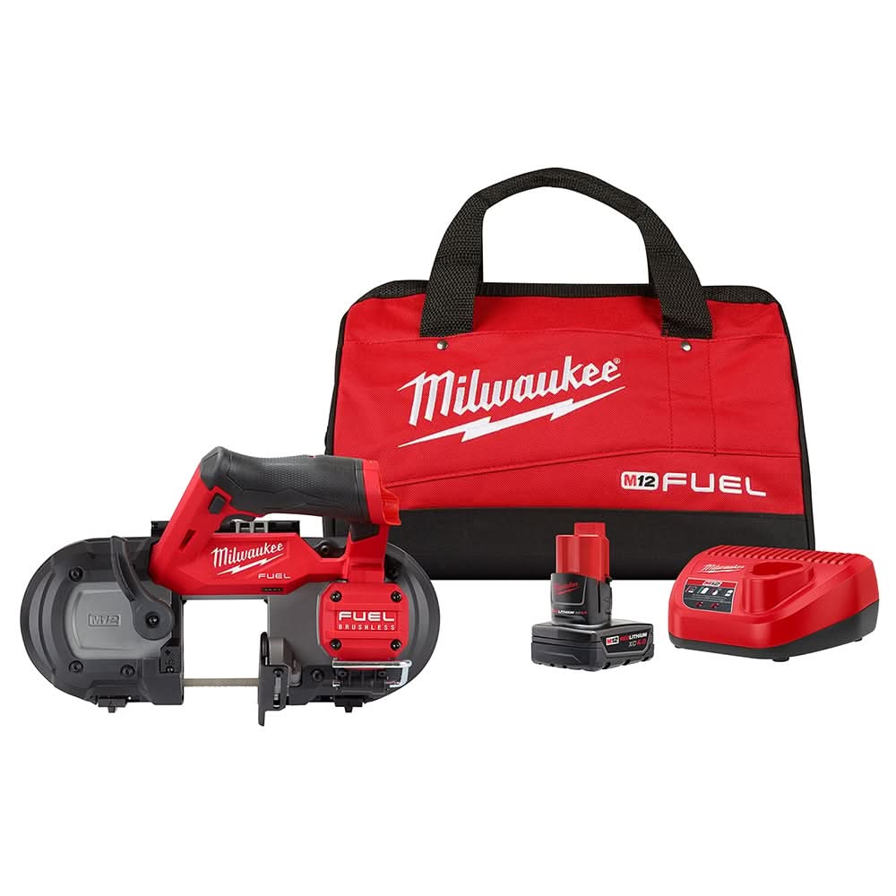 Milwaukee M12 FUEL Compact Band Saw 4.0Ah Kit with Blade 3-Pack and Reamer Attachment
