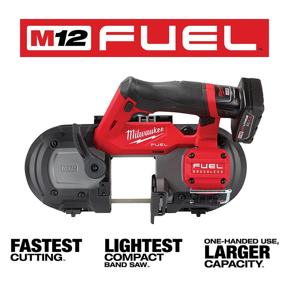 Milwaukee M12 FUEL Compact Band Saw 4.0Ah Kit with Blade 3-Pack and Reamer Attachment