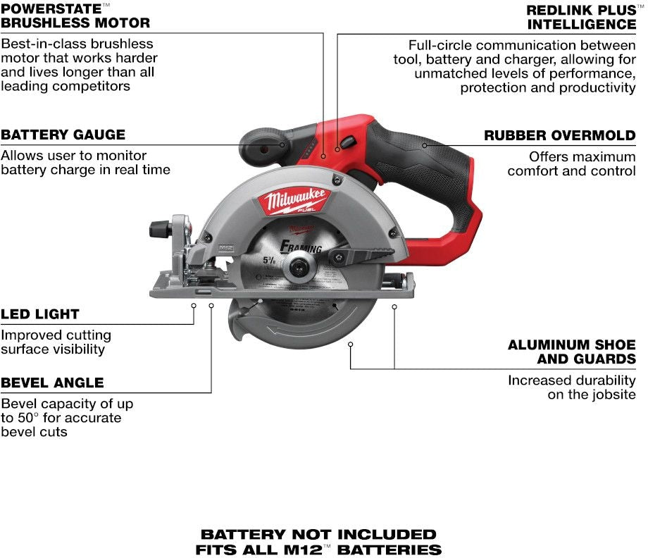 Milwaukee 2530-20 M12 FUEL 5-3/8" Circular Saw - Tool Only (PROMO)