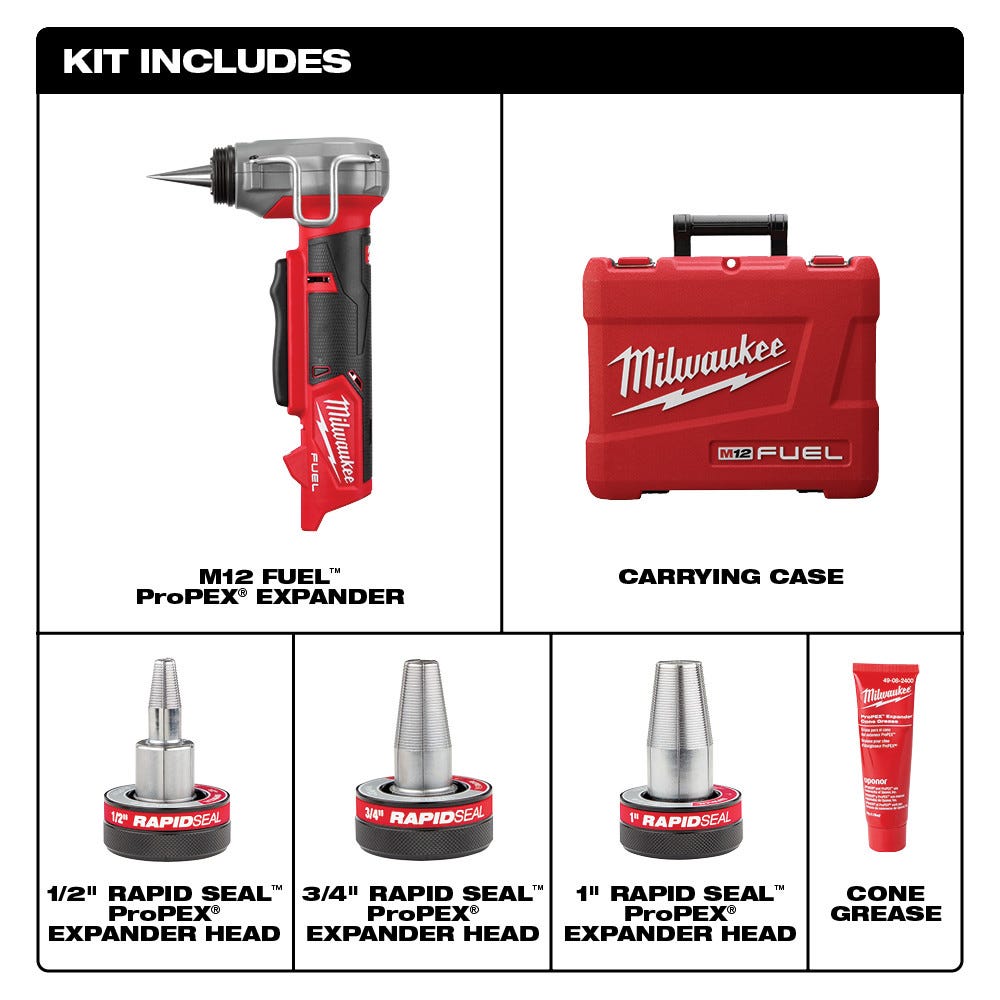 Milwaukee 2532-20 M12 FUEL ProPEX Expander with 1/2-1-Inch RAPID SEAL ProPEX Expander Head, Tool Only