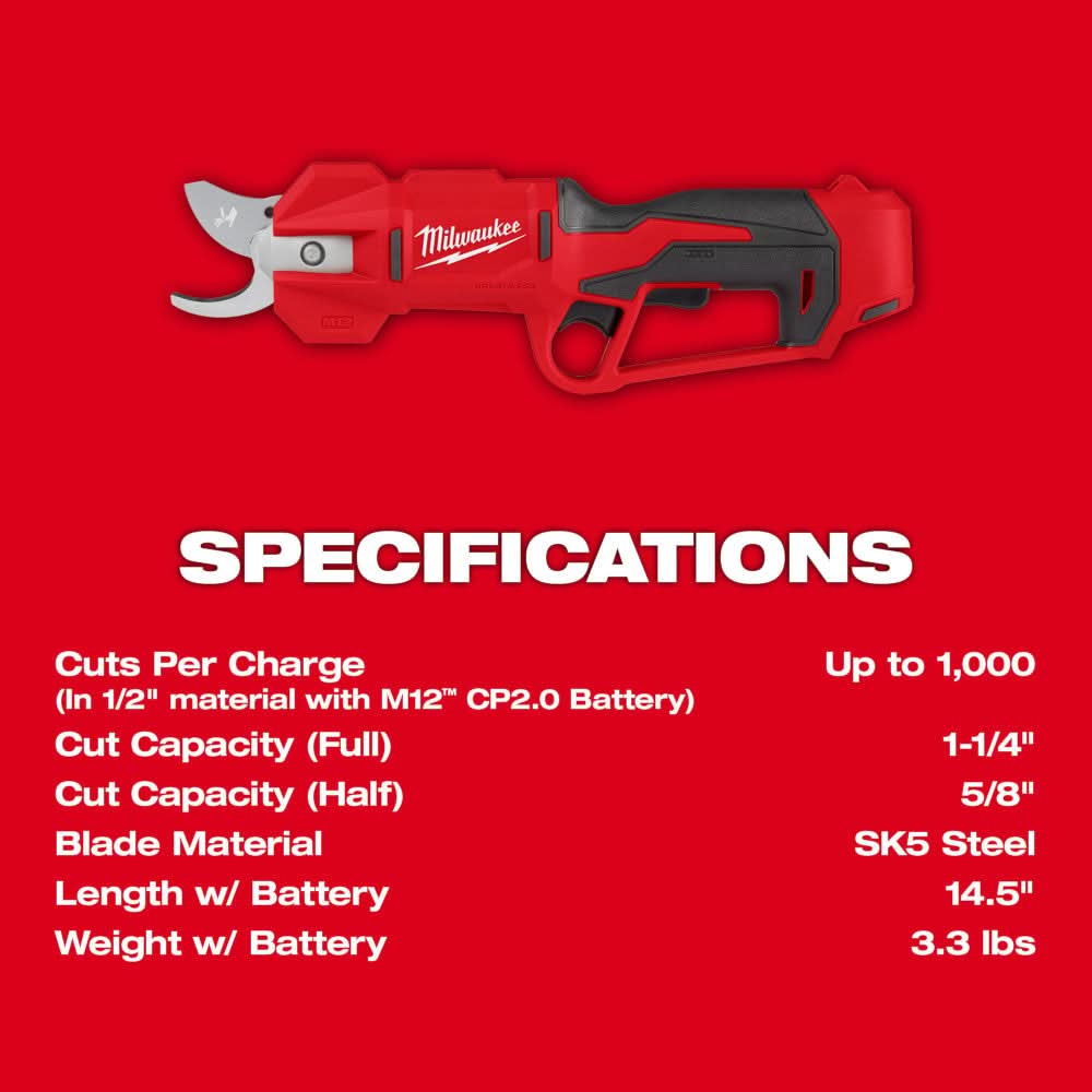 Milwaukee PROMO 2534-20 M12 Brushless Pruning Shears (PROMO)