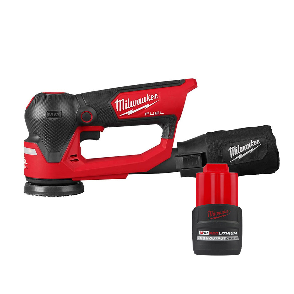 Milwaukee 2535-20 M12 FUEL 3 in. Random Orbital Detail Sander w/ M12 REDLITHIUM HIGH OUTPUT CP2.5 Battery Pack