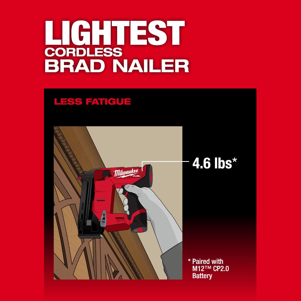 Milwaukee 2541-20 M12 FUEL 18-Gauge Compact Brad Nailer, Tool Only