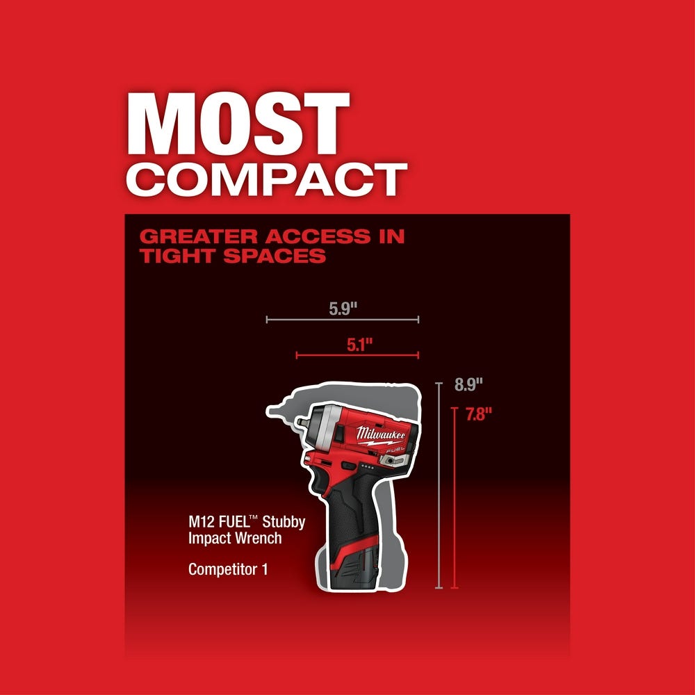 Milwaukee 2552-20 M12 Fuel Stubby 1/4" Impact Wrench