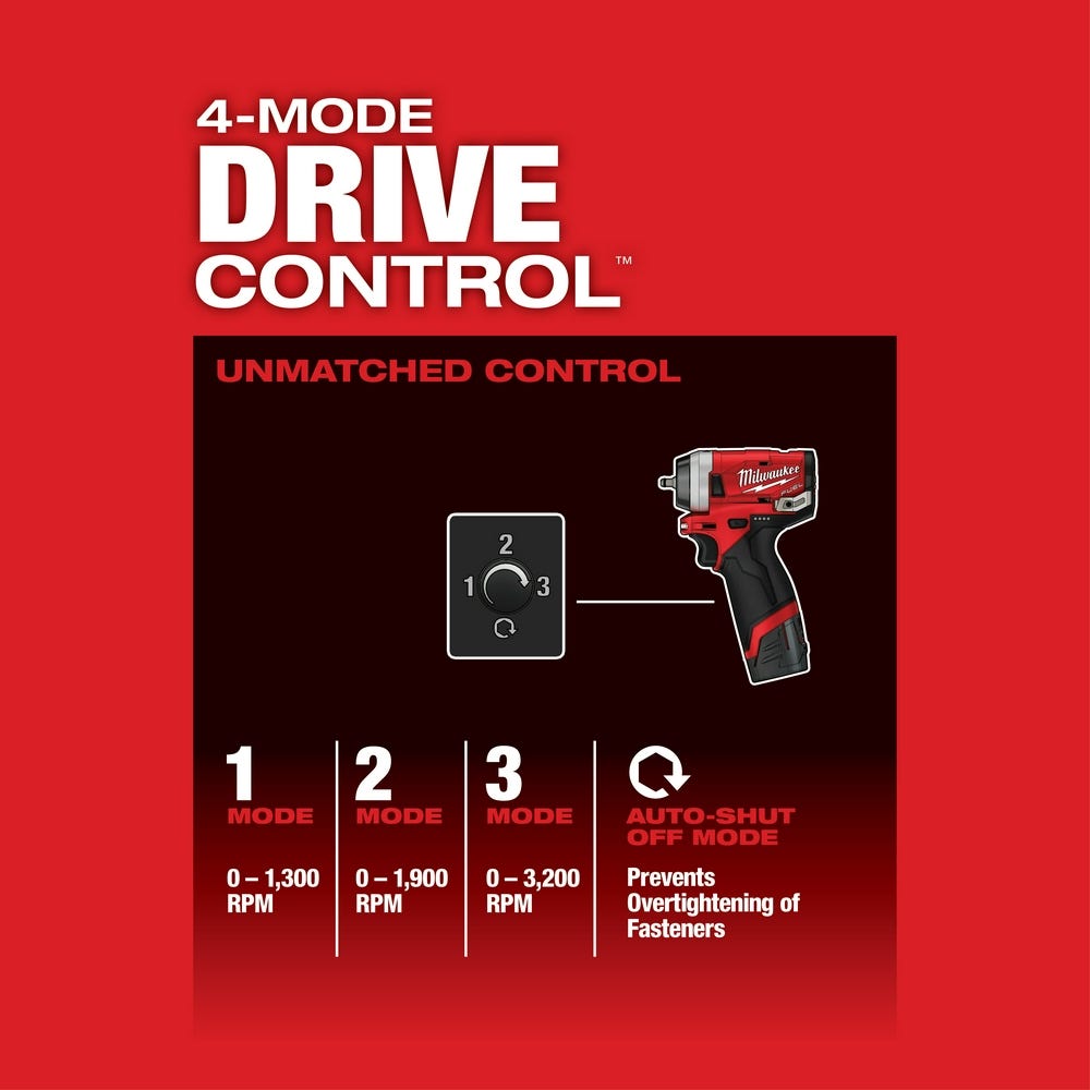 Milwaukee 2552-20 M12 Fuel Stubby 1/4" Impact Wrench