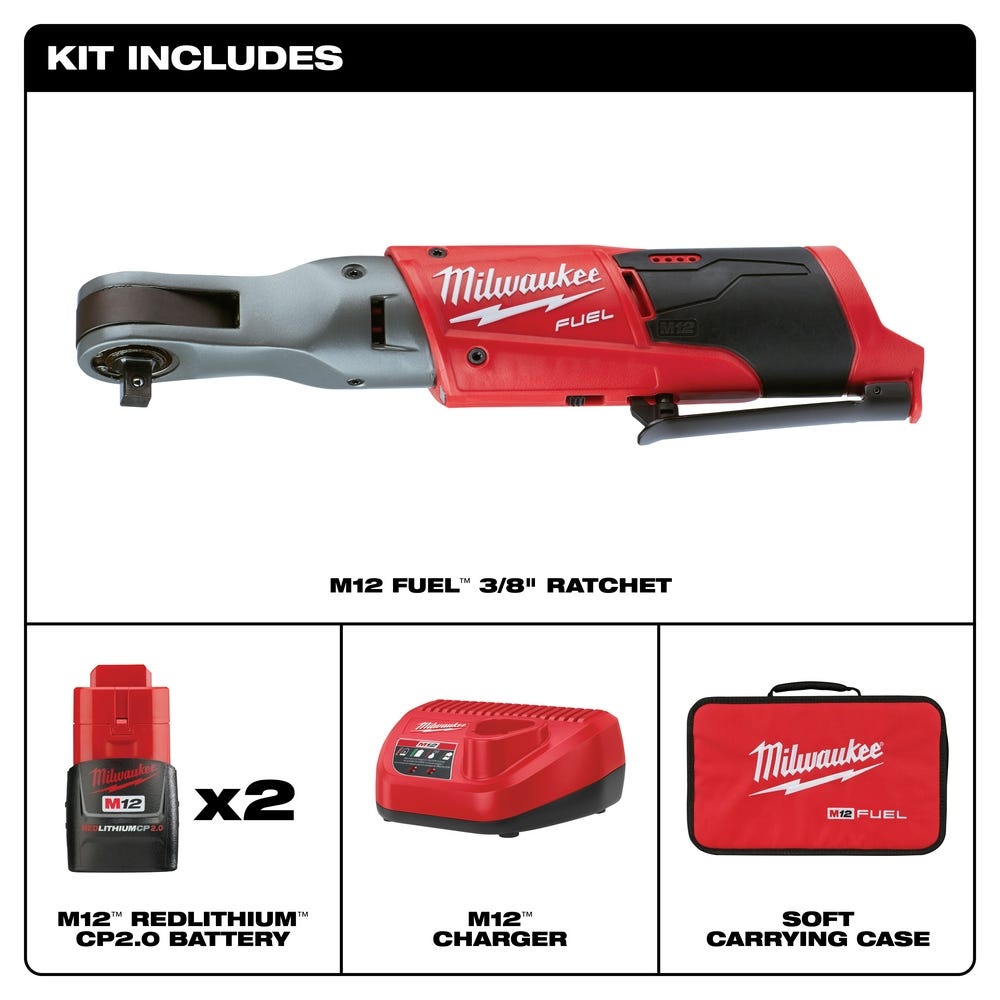 Milwaukee 2557-22 M12 Fuel 3/8" Ratchet Kit