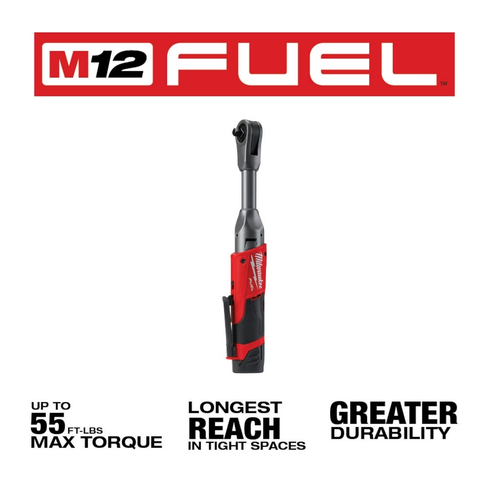 Milwaukee 2560-21 M12 FUEL 3/8-Inch Extended Reach Ratchet 2.0Ah Kit