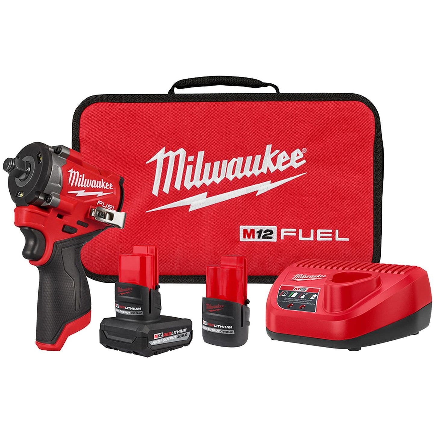 Milwaukee 2563-22 M12 FUEL Stubby 1/2 in. Impact Wrench 5.0Ah / 2.5Ah Kit