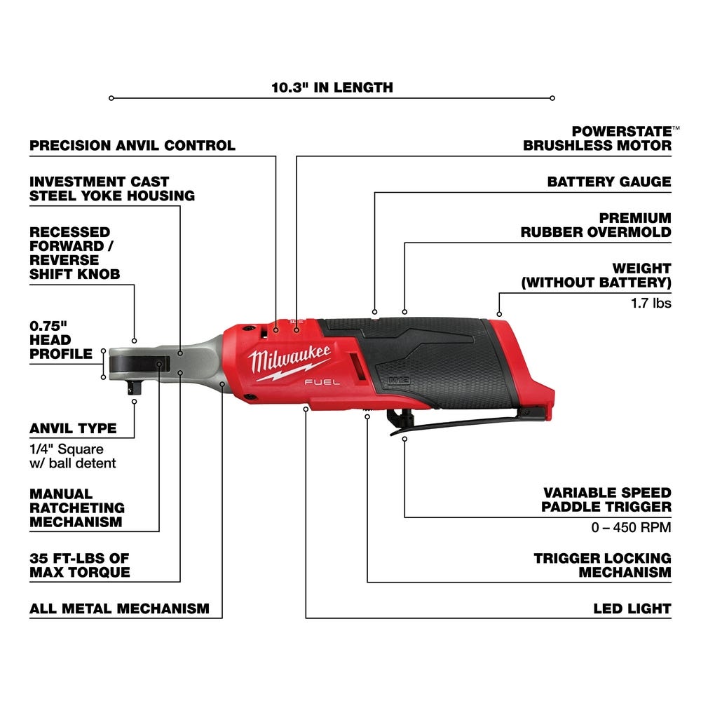 Milwaukee 2566-20 M12 FUEL 1/4-Inch High Speed Ratchet