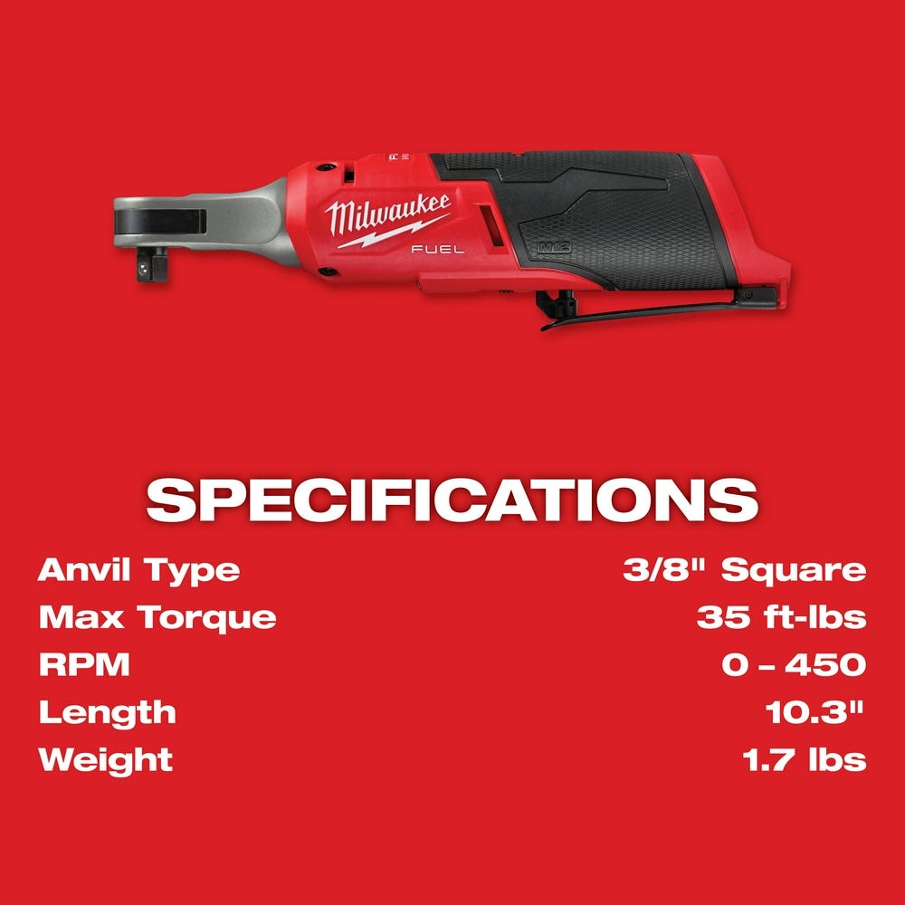 Milwaukee 2567-22 M12 FUEL 3/8-Inch High Speed Ratchet 2.0Ah Kit