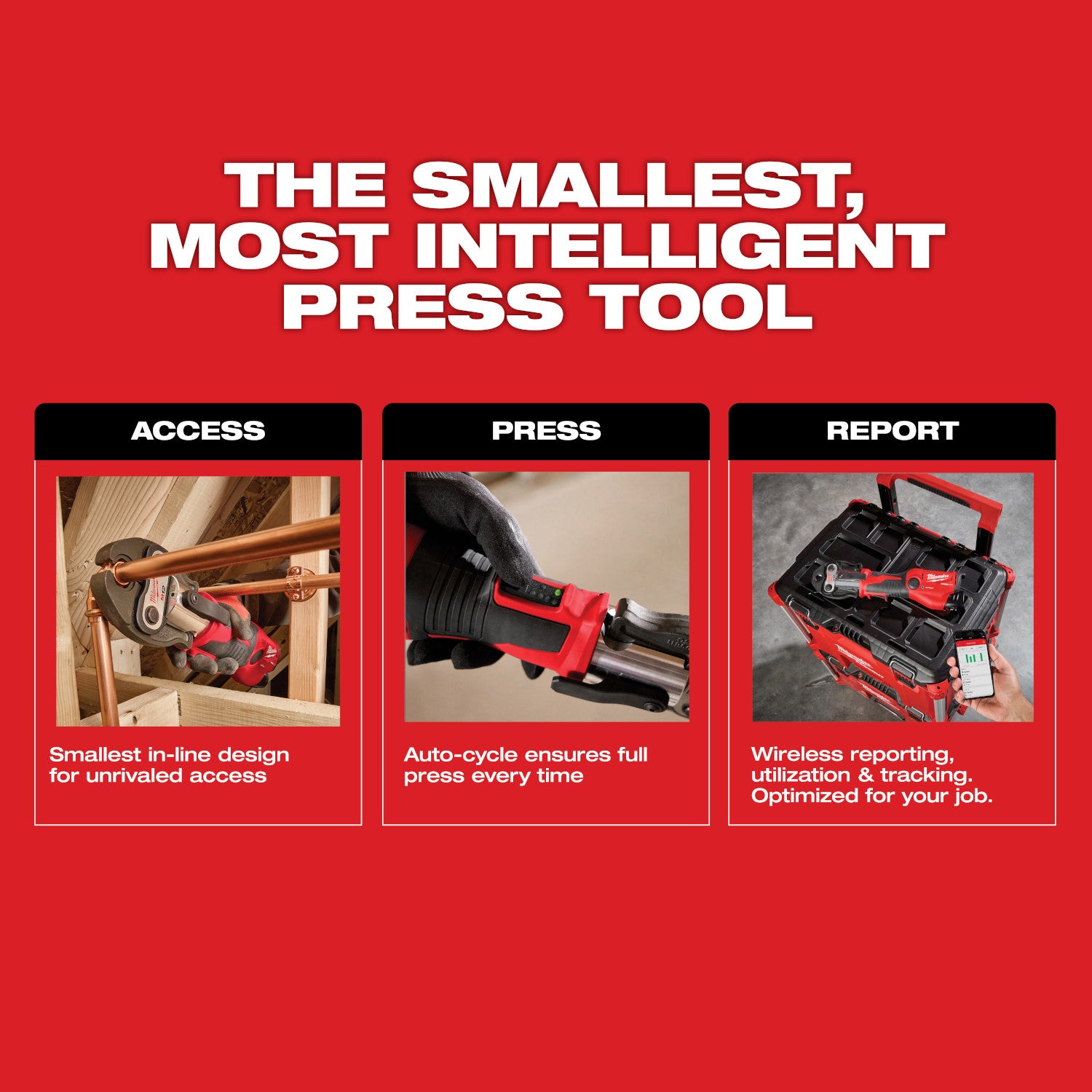 Milwaukee 2573-22 M12 FORCE LOGIC Press Tool Kit w/ ONE‑KEY with 1/2" – 1" CTS‑V Jaws