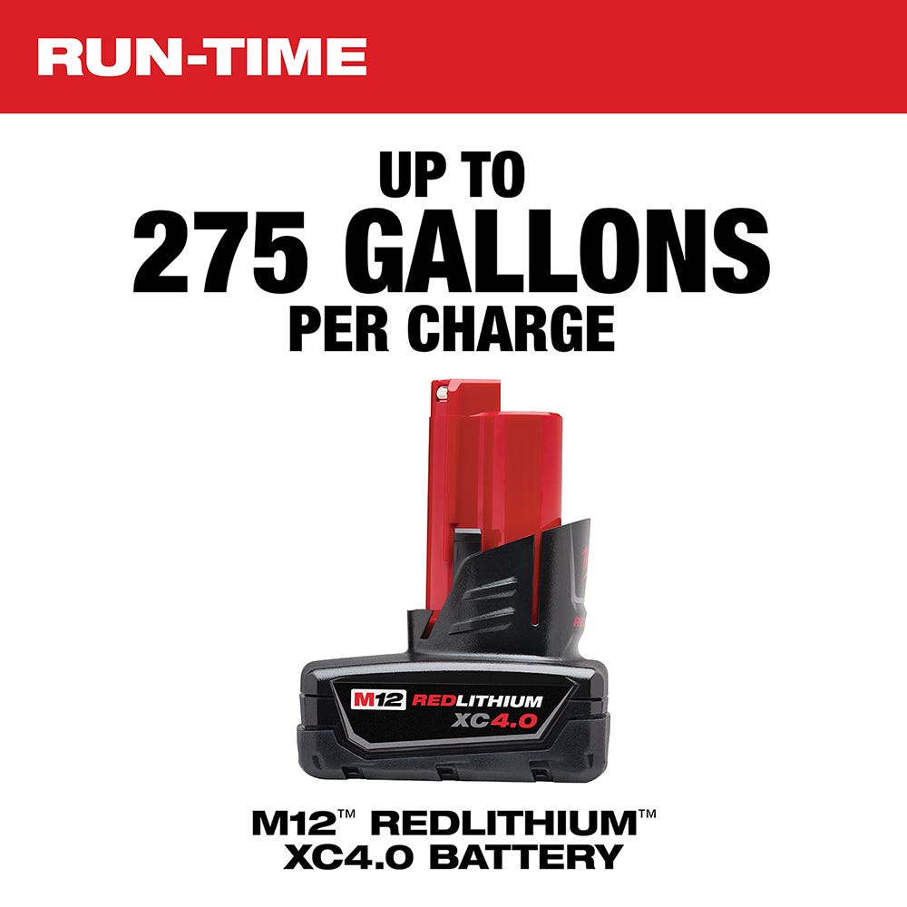 Milwaukee M12 Stick Transfer Pump with M12 REDLITHIUM CP2.0/XC4.0 Starter Pack