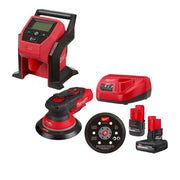 Milwaukee 2584-22CX M12 FUEL 6" Random Orbital Sander (3/32") with Compact Tire Inflator 2.5Ah / 5.0Ah Combo Kit