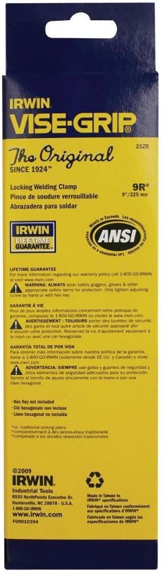 Irwin 25ZR VISE-GRIP 9R Original Locking Welding Clamp 9-in.