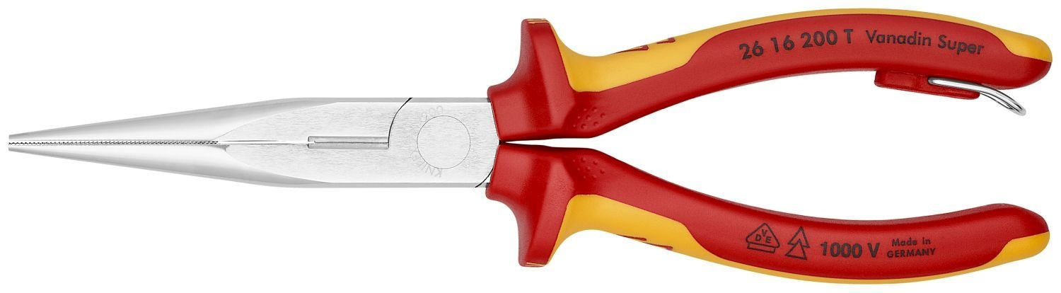 Knipex 26 16 200 Long Nose Pliers with Cutter-1000V Insulated