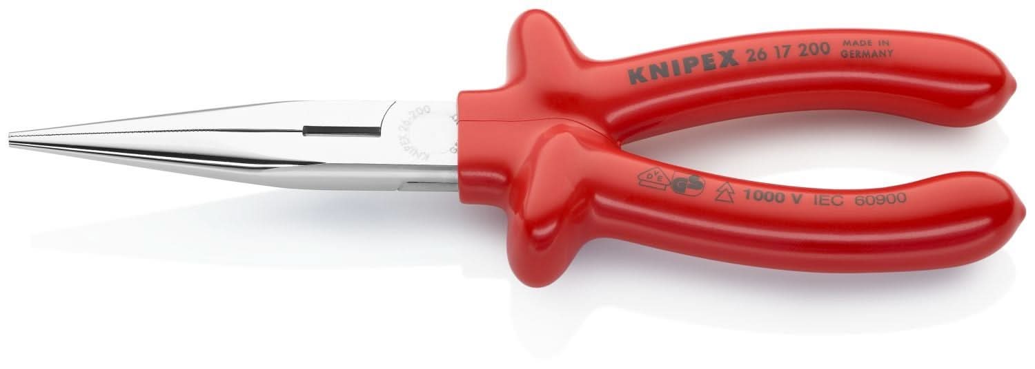 Knipex 26 17 200 Long Nose Pliers with Cutter-1000V Insulated