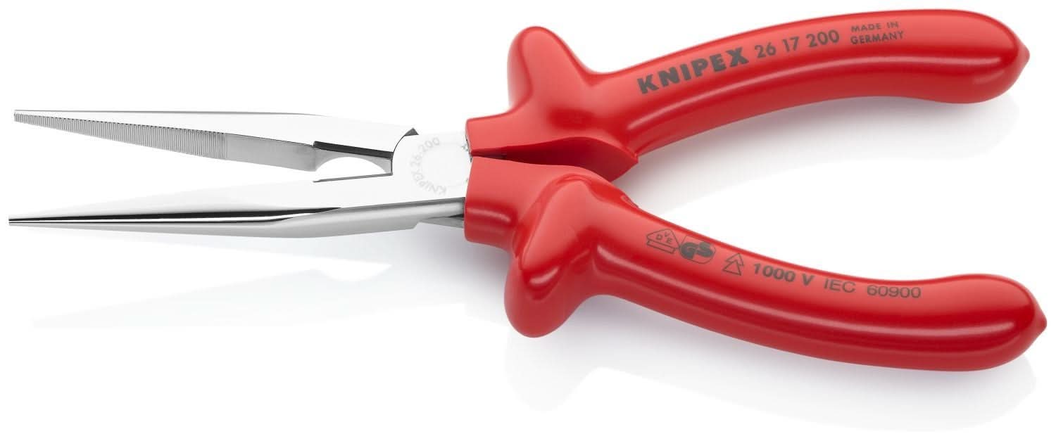 Knipex 26 17 200 Long Nose Pliers with Cutter-1000V Insulated