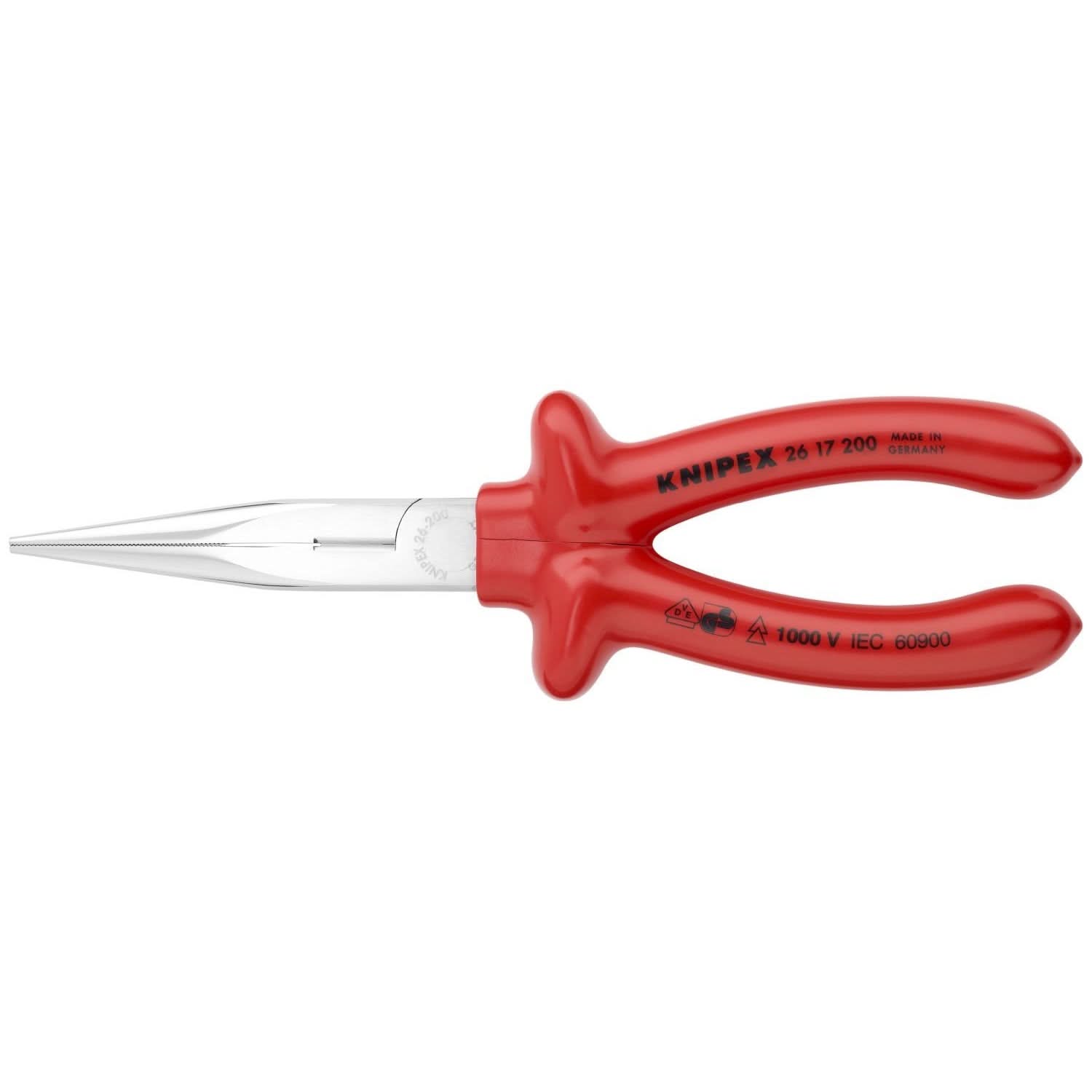 Knipex 26 17 200 Long Nose Pliers with Cutter-1000V Insulated