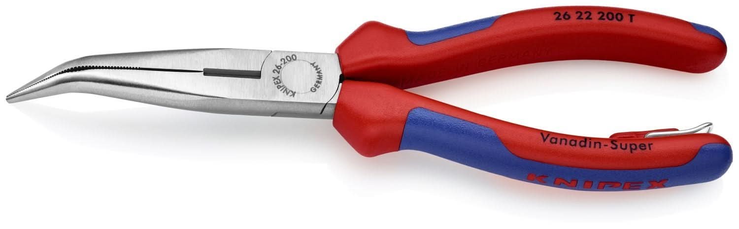 Knipex 26 22 200 T BKA Long Nose 40&deg; Angled Pliers with Cutter-Tethered Attachment