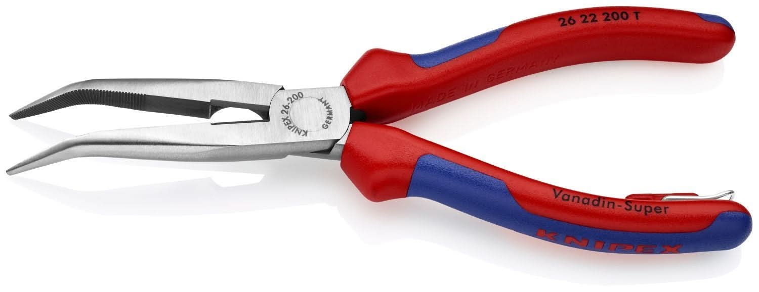 Knipex 26 22 200 T BKA Long Nose 40&deg; Angled Pliers with Cutter-Tethered Attachment