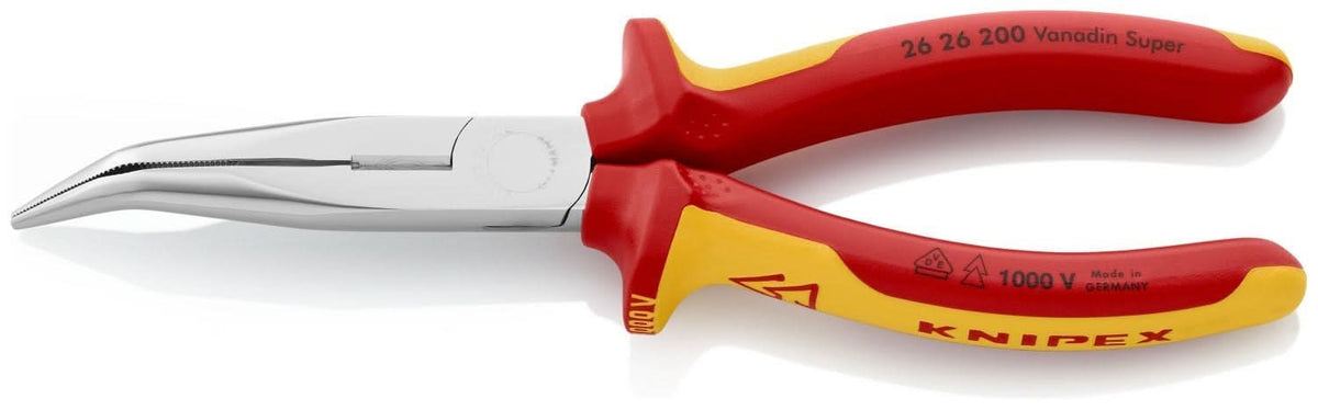Knipex 26 26 200 Long Nose 40&deg; Angled Pliers with Cutter-1000V Insulated