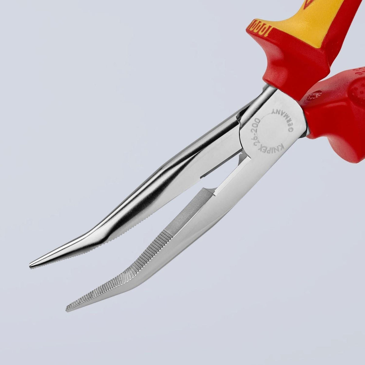 Knipex 26 26 200 Long Nose 40&deg; Angled Pliers with Cutter-1000V Insulated