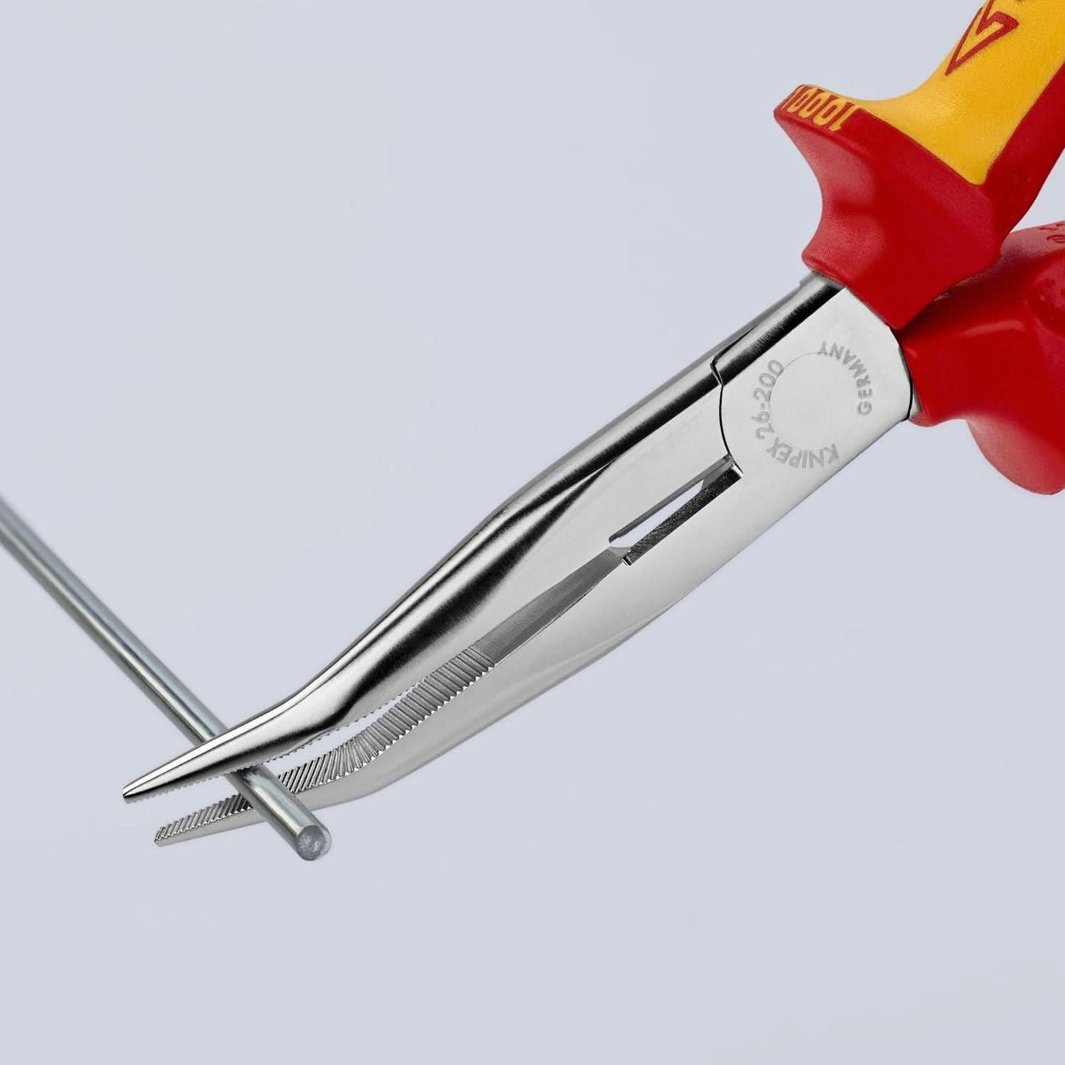 Knipex 26 26 200 Long Nose 40&deg; Angled Pliers with Cutter-1000V Insulated