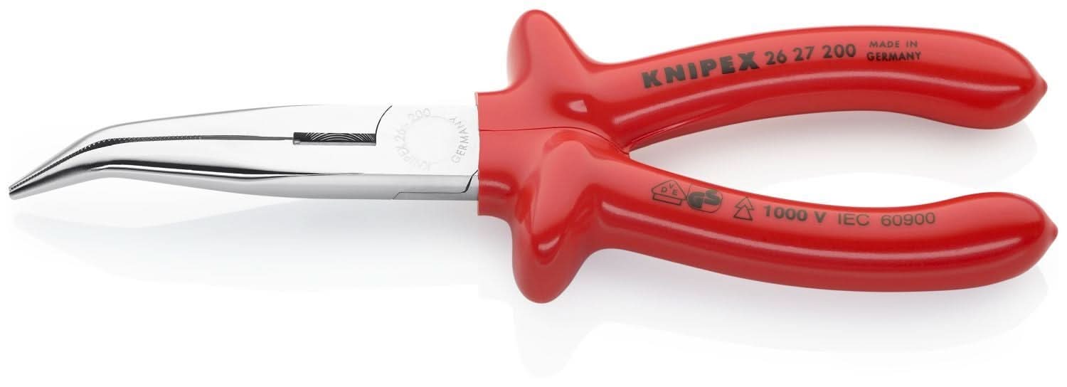 Knipex 26 27 200 Long Nose 40&deg; Angled Pliers with Cutter-1000V Insulated