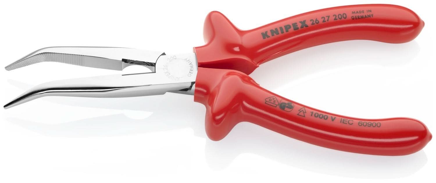 Knipex 26 27 200 Long Nose 40&deg; Angled Pliers with Cutter-1000V Insulated