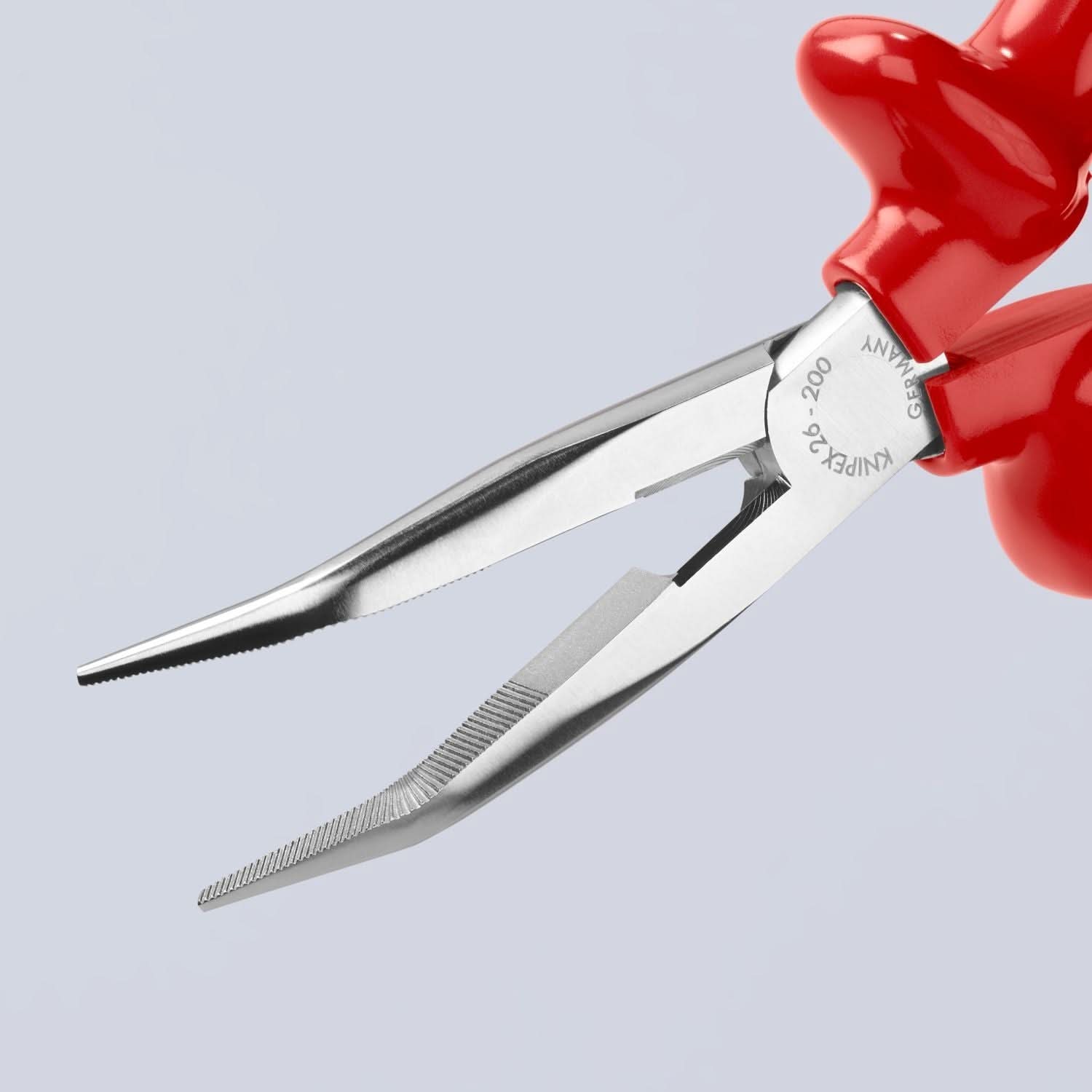 Knipex 26 27 200 Long Nose 40&deg; Angled Pliers with Cutter-1000V Insulated