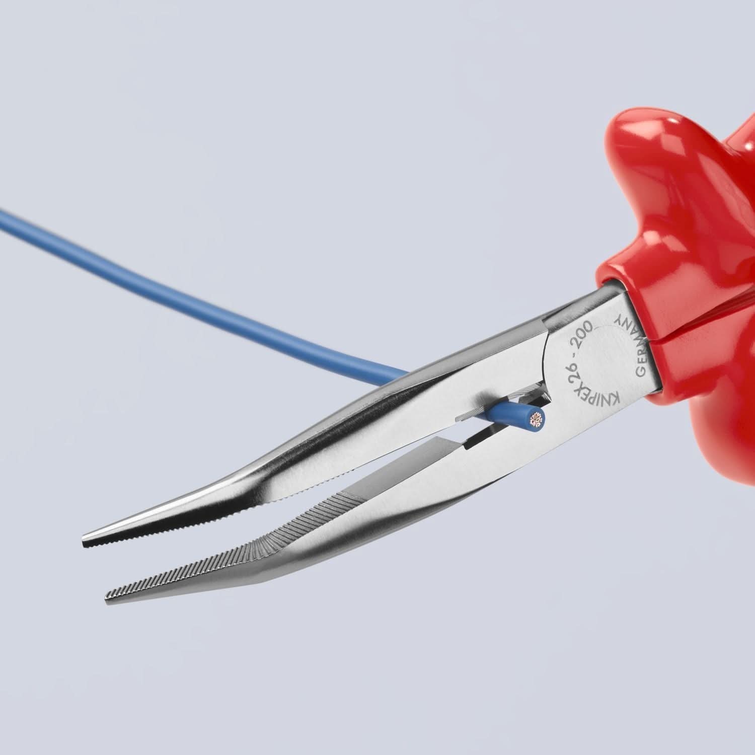Knipex 26 27 200 Long Nose 40&deg; Angled Pliers with Cutter-1000V Insulated