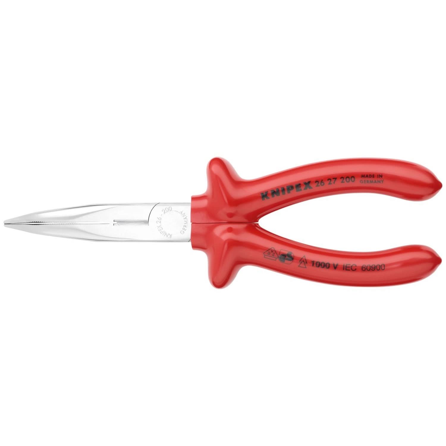 Knipex 26 27 200 Long Nose 40&deg; Angled Pliers with Cutter-1000V Insulated