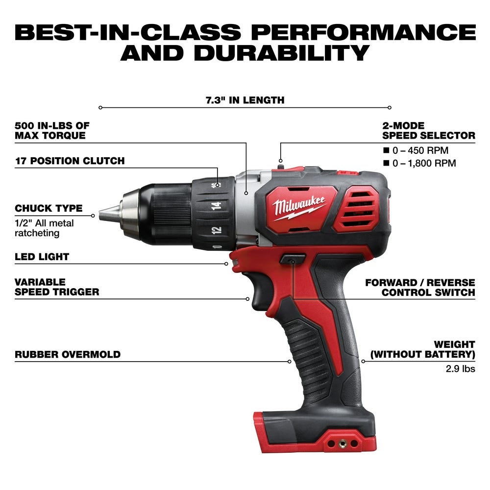 Milwaukee 2606-20 M18 Compact 1/2" Drill Driver