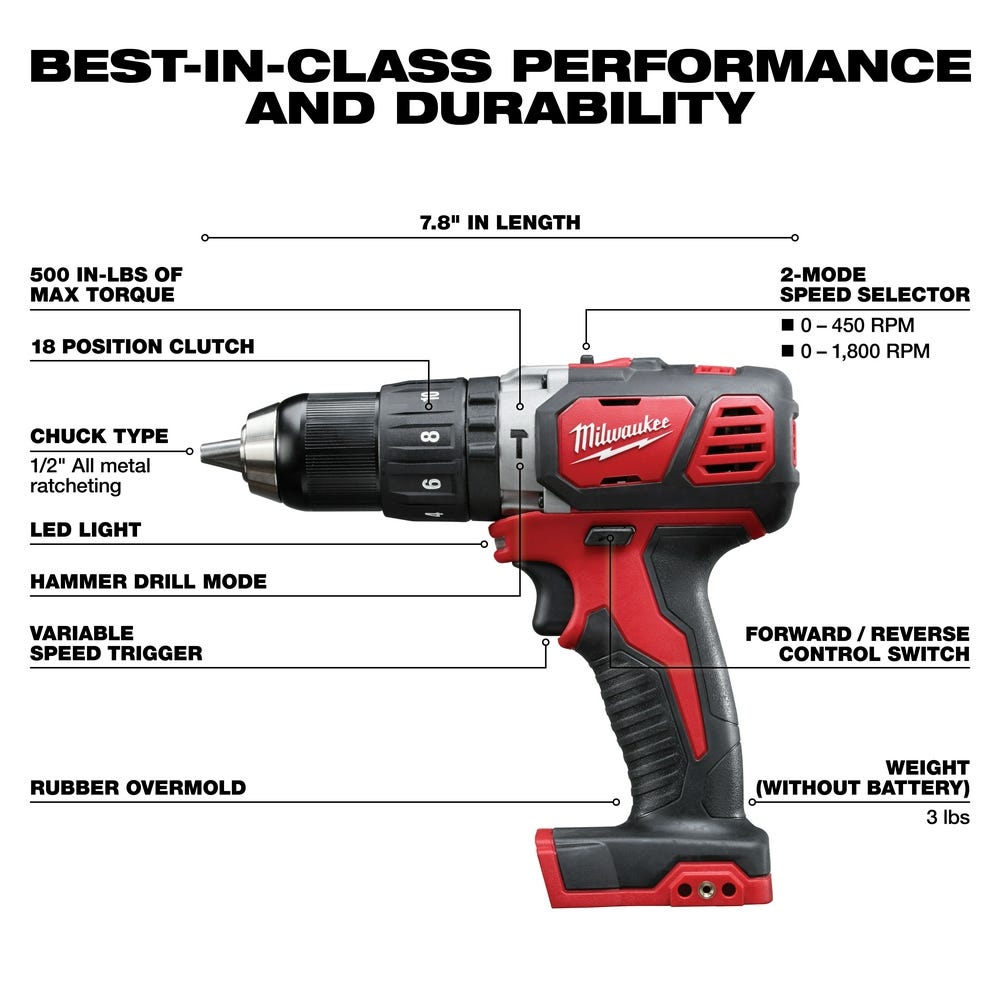 Milwaukee 2607-20 M18 Compact 1/2
