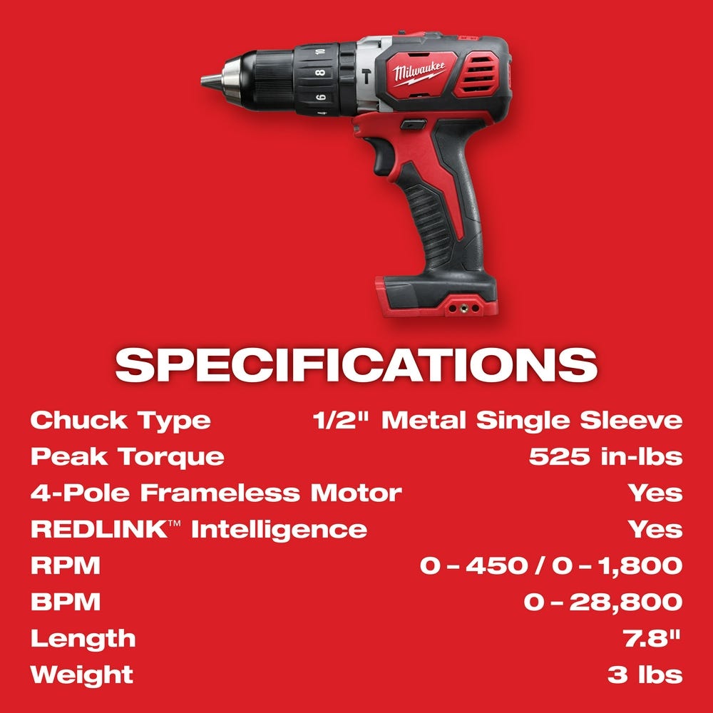 Milwaukee 2607-22CT M18 Compact 1/2" Hammer Drill/Driver Kit