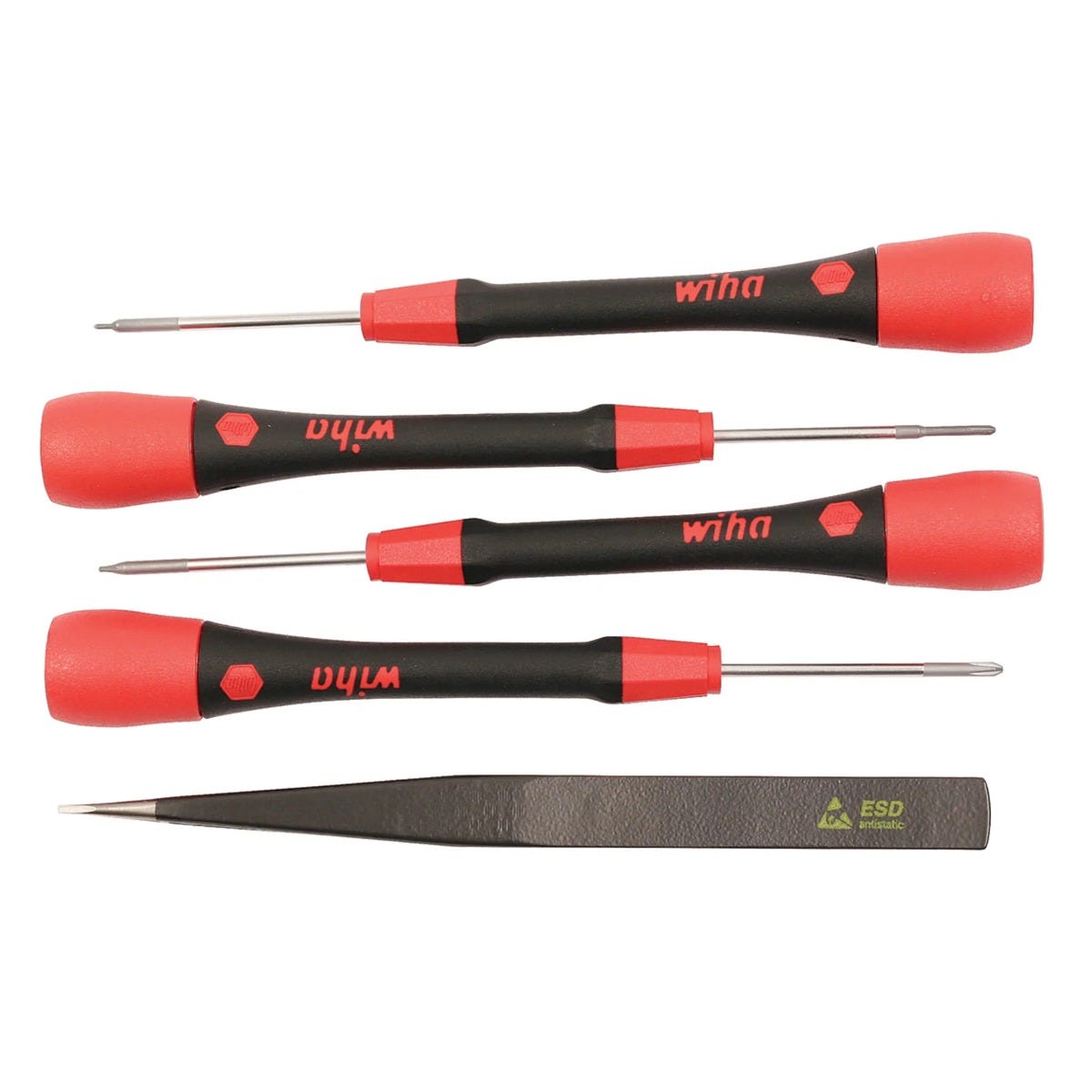 Wiha 26196 5-Piece PicoFinish Precision Screwdriver & Tweezers Smartphone Technician Set